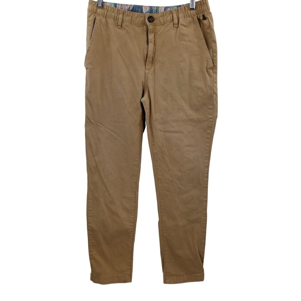 Chubbies Regular Fit Elastic Waist Chino Khaki Pants Size L Mens Camello Stretch